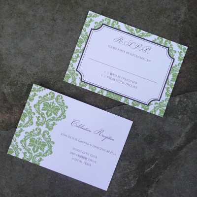 Damask RSVP Card Template Read More