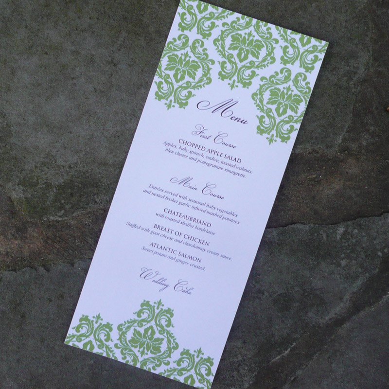 Damask Wedding Menu Template download invitation templates