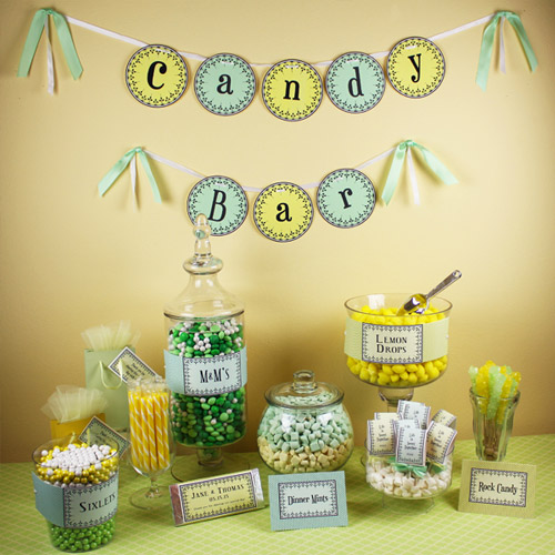 Printable Mint & Yellow Candy Buffet Templates - Download Here