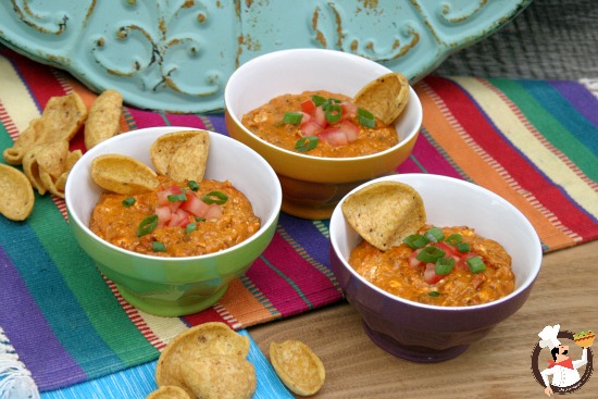 Cheesy Chili Dip in a Cinco de Mayo spread courtesy of Pocket Change Gourmet.