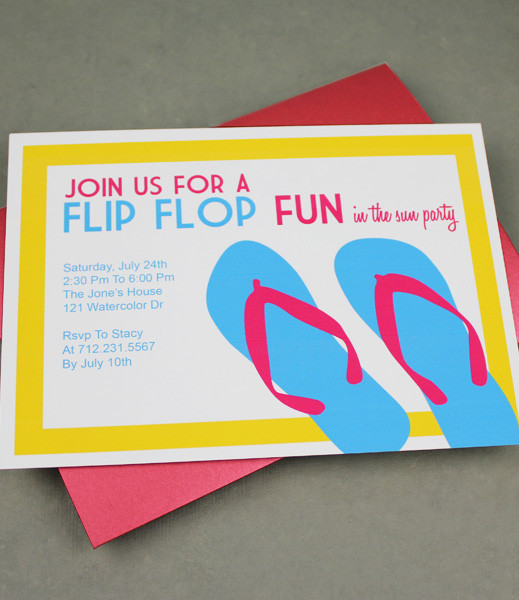 Invitation Template Flip Flop Design Download Print Invitation Template Flip Flop Design Download Print