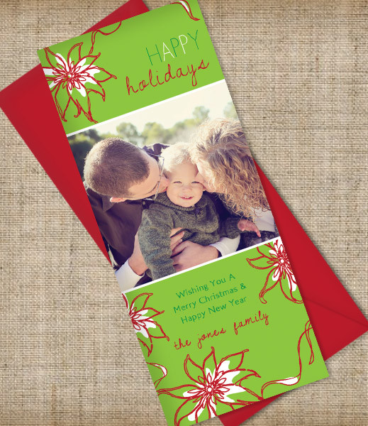 modern christmas photo invitation template download print