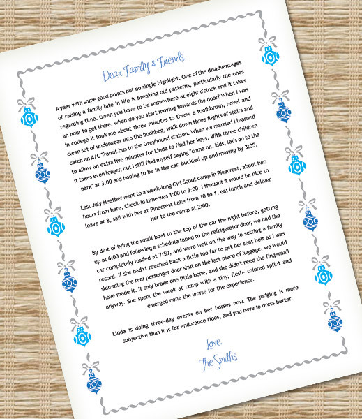 Microsoft Word Christmas Letter Template with Ornaments Download & Print