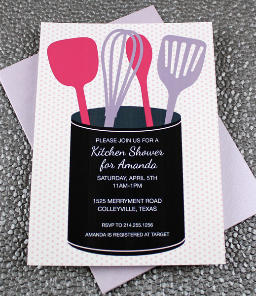 home bridal shower kitchen shower invitation template with utensils $ ...