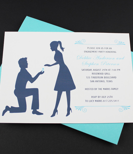 engagement party invitation template silhouette couple 1