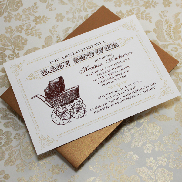 weddings baby shower vintage buggy baby shower invitation template ...