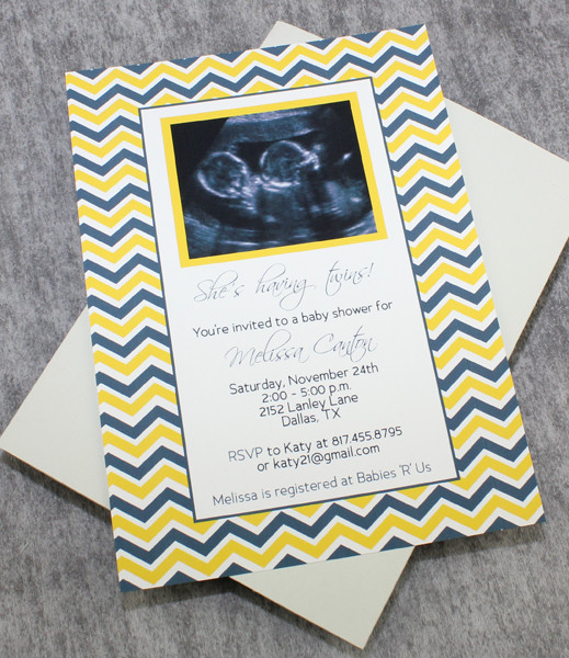 Baby Shower Invitation Template Twins Sonogram Download & Print