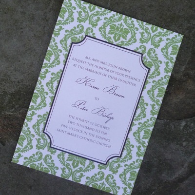 invitation template a7 damask with elegant frame download print