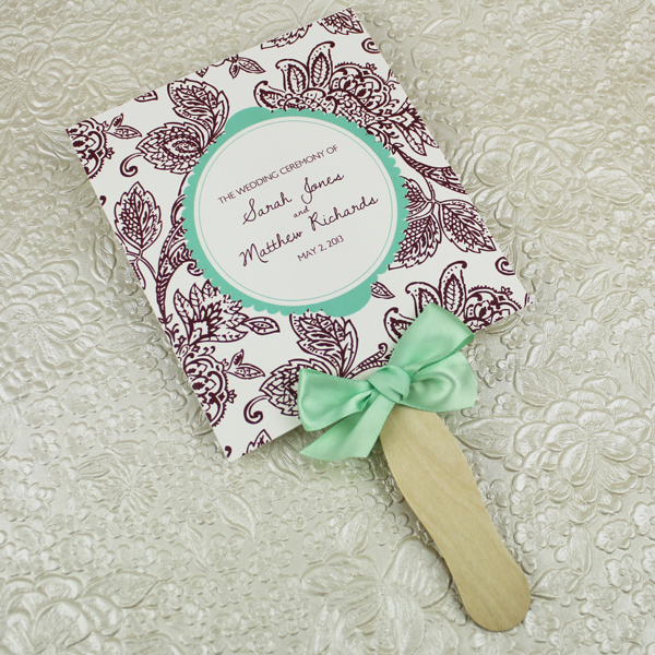 Wedding Program Paddle Fan Template Matelasse Design Download Print