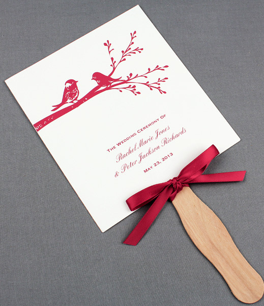 wedding fan programs template with birds download print