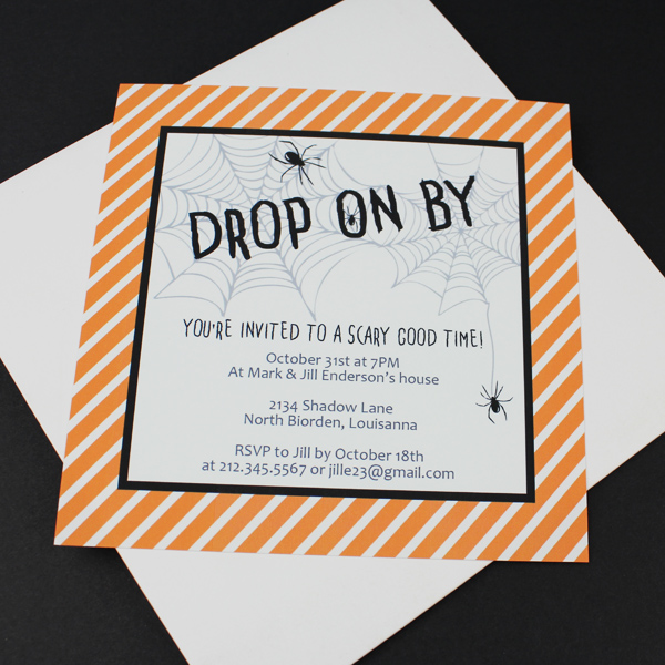 halloween invitation template with creepy spider web download print