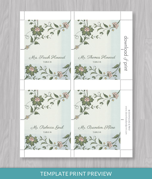 watercolor flowers place card template download print place card templates for mac