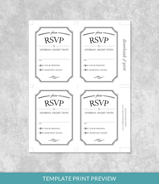 Vintage Wedding Type RSVP Card Template Download Print
