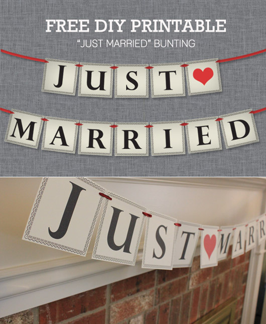 Free "Just Married" Bunting