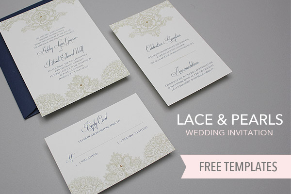 Lace Pearls Wedding Templates Free Invitation Template