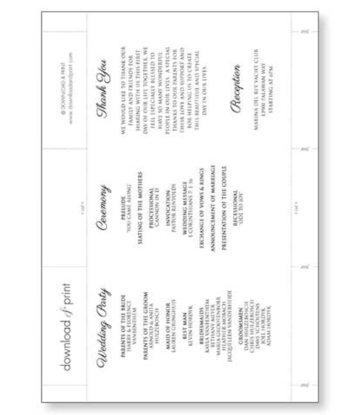 harvest scroll accordion fold wedding program download print