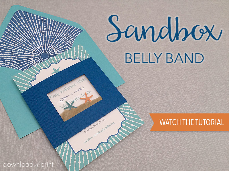 sandbox belly band for beach wedding invitation