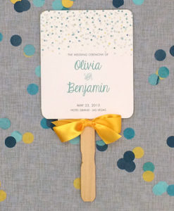 Fans Print Diy Paddle Fan Wedding Program With Polka Dots Print