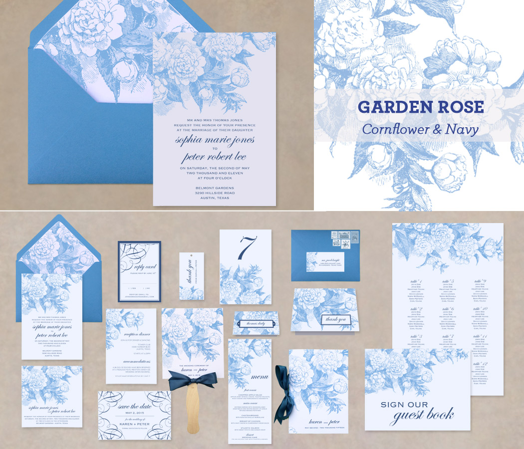 printable elegant cottage rose wedding stationery
