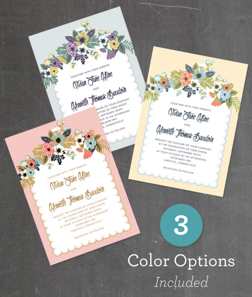 Download & Print: Artisan Botanical Printable Wedding Templates Four Colors Available