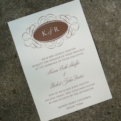 I chose Respective for the names in the Monogrammed Oval invitation template.