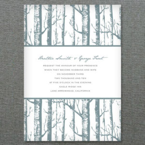 Invitation Template with Winter Birch Trees