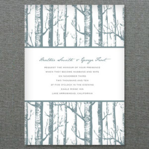 Invitation Template with Winter Birch Trees