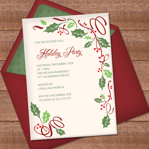 Christmas Invitation Template With Holly Border Design Download Print,White Bathroom Designs 2020