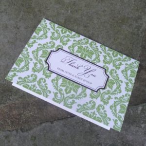 Thank You Card Template - Damask with Elegant Frame