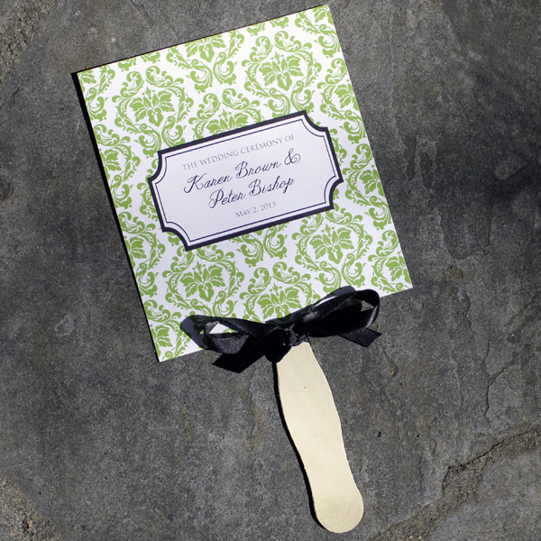 Wedding Fan Programs Template With Damask Design Download Print