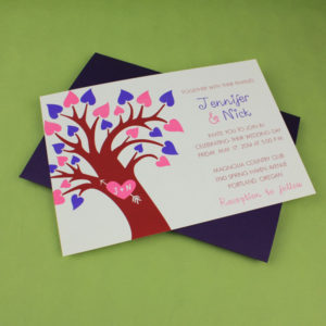Spring Wedding Invitation Template with Heart Tree