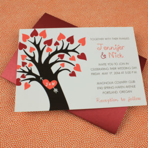 Fall Wedding Invitation Template with Heart Tree