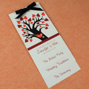 Fall Wedding Program Template with Heart Tree
