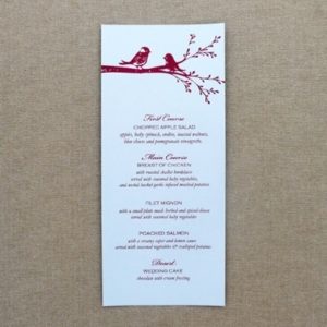 Reception Menu Template - Lovebirds