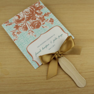 Paddle Fan Wedding Program Template - Vintage Floral & Clover