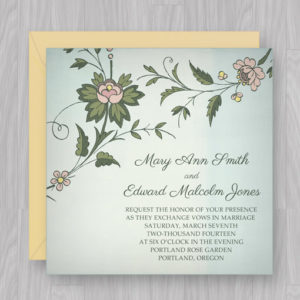 Watercolor Flowers Square Invitation Template