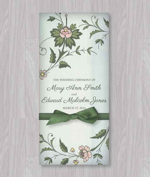 Watercolor Flowers Tri Fold Program Template Download Print