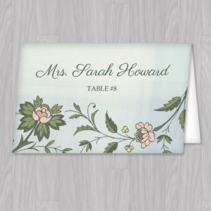 Watercolor Flowers Place Card Template