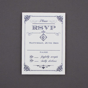 Ornate Vintage Wedding RSVP card template | Download & Print