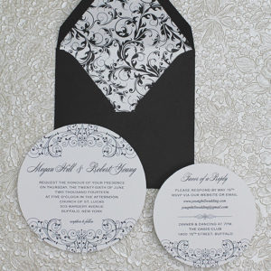 black white round invitation set download print how to word online rsvp for wedding