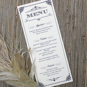 Ornate Vintage Type Menu Template - Completed Project View. Download this template at Download & Print.