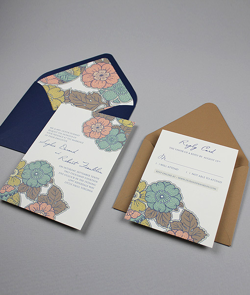 DIY vintage fall wedding invitation and RSVP card