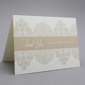 DIY Pearls & Lace Wedding Thank You Card template from Download & Print