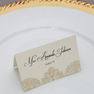 DIY Pearls & Lace wedding place cards template from Download & Print