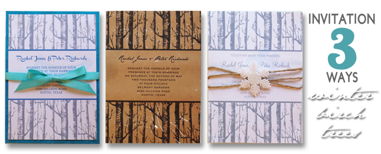 DIY Winter Birch Trees Wedding invitation from Download & Print