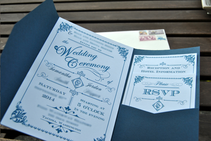 diy vintage navy wedding invitation suite from Download & Print