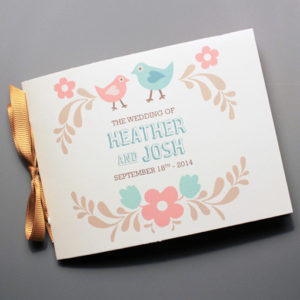 Folksy love birds wedding ceremony program