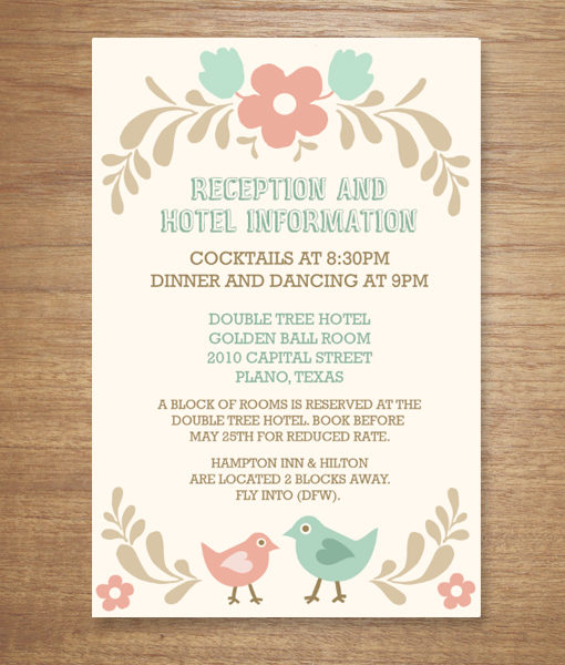 Folksy Love Birds Enclosure Card Download Print