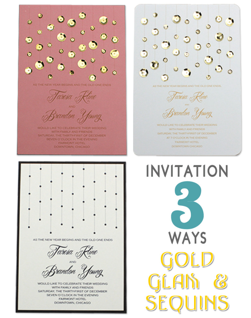 gold glam wedding invitation printable from Download & Print