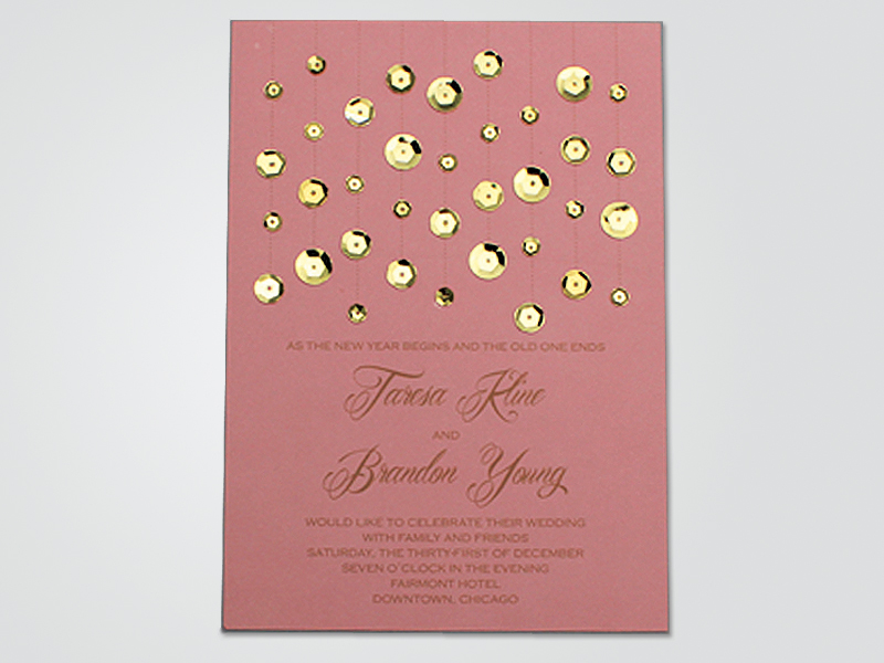 DIY gold sequin wedding invitation from Download & Print